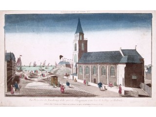 VUE D'OPTIQUE (secolo XVIII) - VÃE PERSPECTIVE DU FAUXBOURG ET DU PORT DE SCHEVENINGUE A UNE LIEU DE LA HAYE EN HOLLANDE