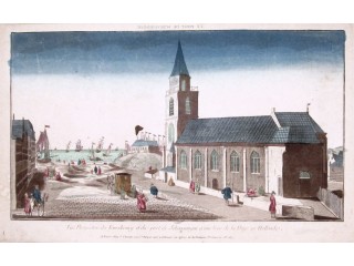 VUE D'OPTIQUE (secolo XVIII) - VÜE PERSPECTIVE DU FAUXBOURG ET DU PORT DE SCHEVENINGUE A UNE LIEU DE LA HAYE EN HOLLANDE